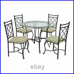 Dining Room Set Round Table Chairs 5 Pc Kitchen Space Saving Dinette Glass Top