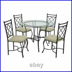 Dining Room Set Table Chairs 5 Pc Kitchen Space Saving Dinette Round Glass Top