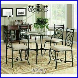 Dining Room Set Table Chairs 5 Pc Kitchen Space Saving Dinette Round Glass Top