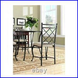 Dining Room Table and Chairs 5 Piece Set Dinner Glass Top Metal Furniture Round