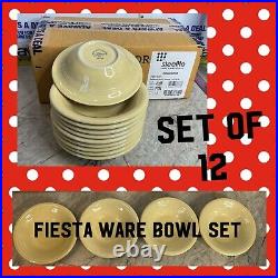 FIESTA Soup Bowl X12 Cereal Fruit Bowls Set USA Fiestaware Homer Laughlin YELLOW