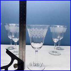Fostoria CLOVERLEAF Etched Optic 6.5 Wine Glasses Goblets Set of 8 Bell Shape