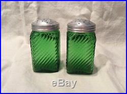 Green Depression Glass Canisters Set of 7 Anchor Hocking All Original