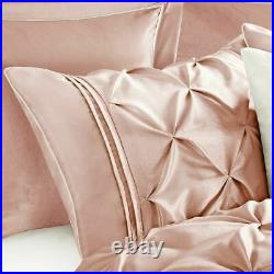Luxury 7pc Blush Pink Pleated Comforter Set AND Decorative Pillows ALL SIZES