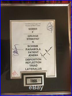 Maynard James Keenan Autograph Tool, All 4 Band Members Concert Used Set List
