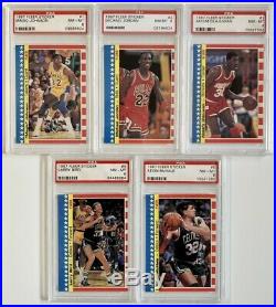 Michael Jordan 1986 Fleer Rc #57 & 1987 Fleer Full Sticker Set #1-11 All Psa 8