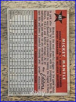 Mickey Mantle 1958 Topps Baseball All Star #487 New York Yankees EX EX-MT SHARP