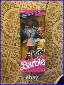 New Barbie All American Christie Doll 9425 w 2 Pairs Reebok Hi-Tops Mattel NIB#0