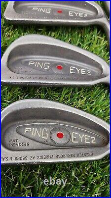 Ping Eye 2 Pat Pending Upside Down Iron Set 3-PW Red Dot RH All Original