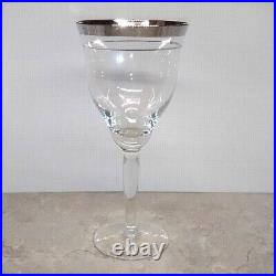 Platinum Silver Trim Crystal Set 8 Plain Stem Champagne Glass