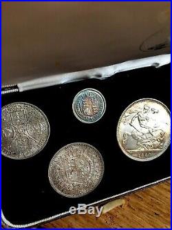 Proof 1887 coin set, all UNC top grades original case and coins stunning tonning