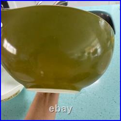 Pyrex Bowls Set Of Four Vintage Autumn Verde Cinderella Stackable Made In USA