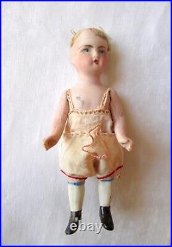 REDUCED Antique German, bisque stiff neck miniature, 2 Sets Of Original Clothes