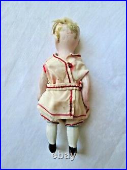 REDUCED Antique German, bisque stiff neck miniature, 2 Sets Of Original Clothes