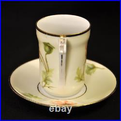 RS Germany Set 3 Chocolate Cups & Saucers Orange Poppy Sprays withGold 1910-1945