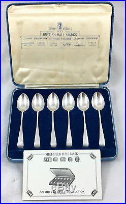 Rare Cased Set Sterling Silver Spoons Roberts & Belk All Assay Marks