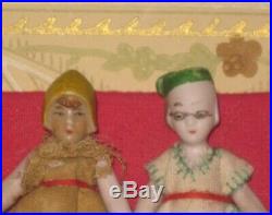 Rare Set Of 6 Factory Original 2 3/4 Antique German Hertwig All Bisque Dolls
