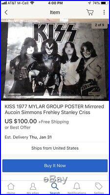 Rare Unused Complete Set Of Kiss 1977 Mylar Posters All 6