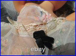 Revlon Flocked Roses Peignoir Gown Bra Panty Set Rare 1950s Doll