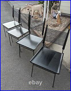 Set Of Four Paul Mccobb Black Shovel Chairs For Winchendon, All Orig