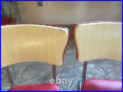 Set of 4 Vintage 1950s Red & Cream Vinyl/Chrome Dinette Chairs all Original