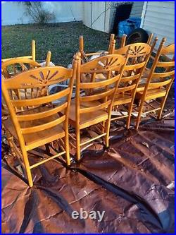 Set of 6 All Wood Cherry Wood Stain Dining Room Chairs. Very Good Condition
