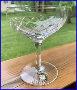 Set of 7 SASAKI Diamond Cut Clear Crystal Champagne Martini Glasses Handcrafted