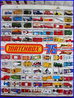 Set of 77 matchbox matchbox cars, trucks. All boxed, original, dated from 70's-80's