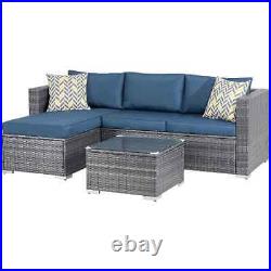 Shintenchi Patio Furniture Sets 3 Pieces Outdoor Sectional Sofa Silver