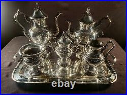 Silver Plate 6 Piece Tea Set with All Original Pieces Crossed keys Hallmark