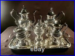 Silver Plate 6 Piece Tea Set with All Original Pieces Crossed keys Hallmark