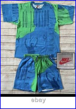 VTG Nike Bo Jackson T-Shirt Shorts Set All Over Print Jordan Single Stitch USA