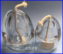 Vintage Hand Blown Glass Egg Oil Lamp Made in Portugal Set of 2