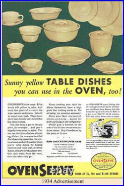 Vintage Homer Laughlin 1934 Oven Serve Sunny Yellow Dinnerware Set Of 6 Plates