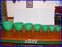 Vintage Homer Laughlin Fiesta Mixing Bowls set of 1 thru 7 All Original Green