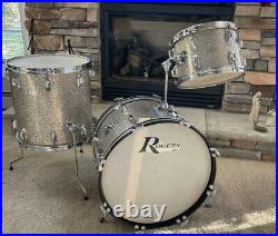 Vintage Rogers Silver Sparkle Pearl Drum Set 12/16/20 Kit All Original Stunning