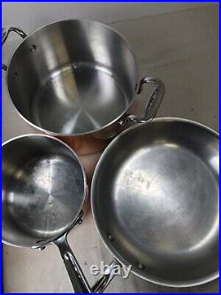 Vtg All Clad Copper Cookware Set Stainless Steel 5 Piece 8 Qt 6 Qt 10 Skillet